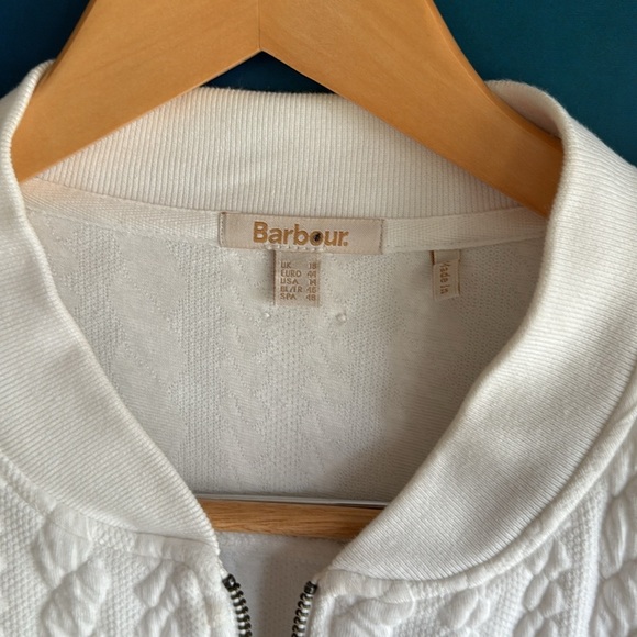 Barbour Kelsey Jacquard Overlayer Cotton Blend Bomber Jacket - Picture 2 of 11